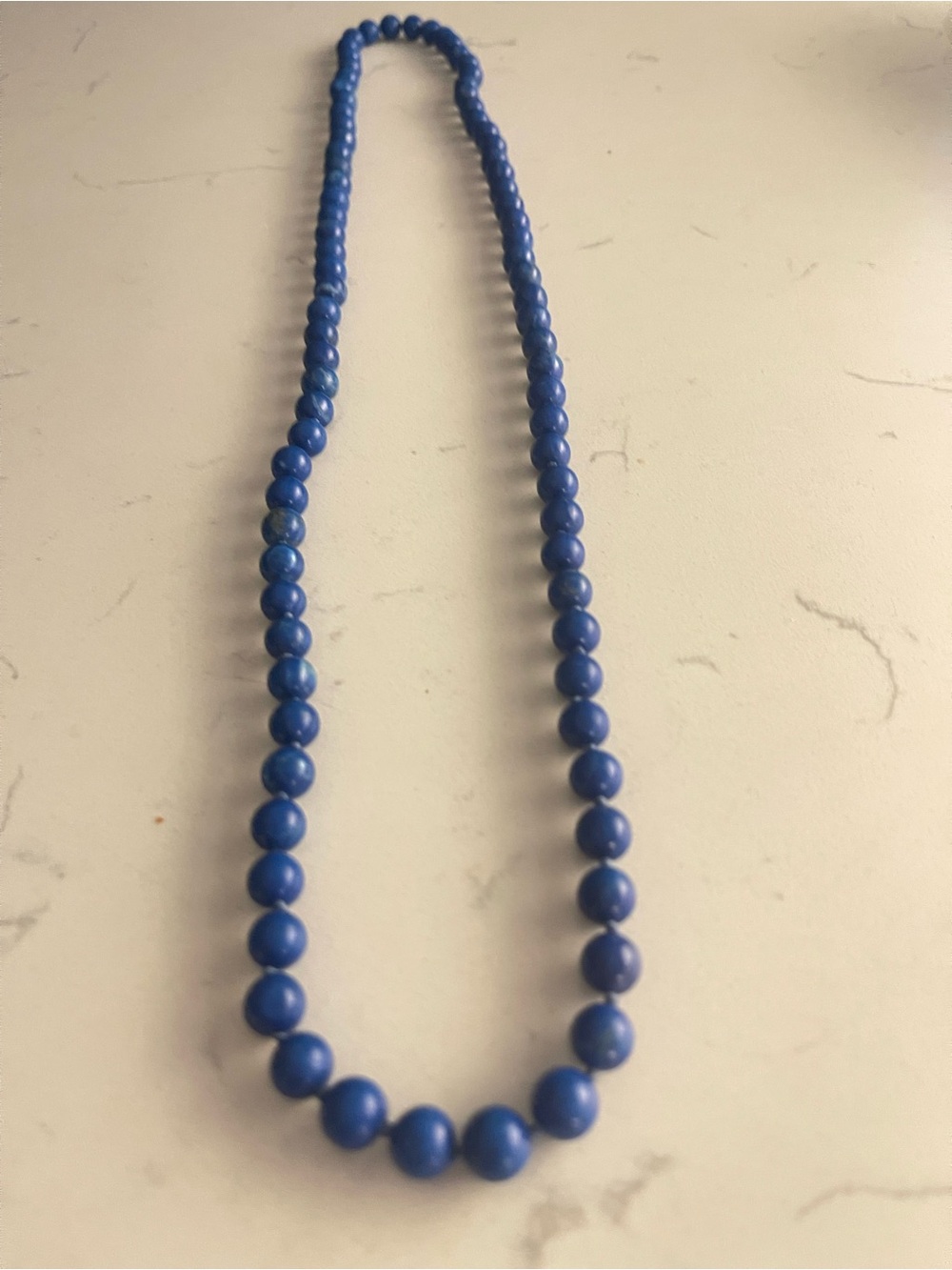 Blue Beaded Necklace - Classic Strand